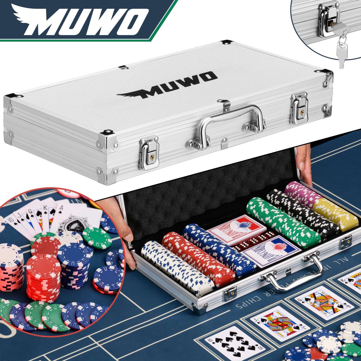 MUWO All In Pokerkoffer Set mit 300 Chips SportSpar