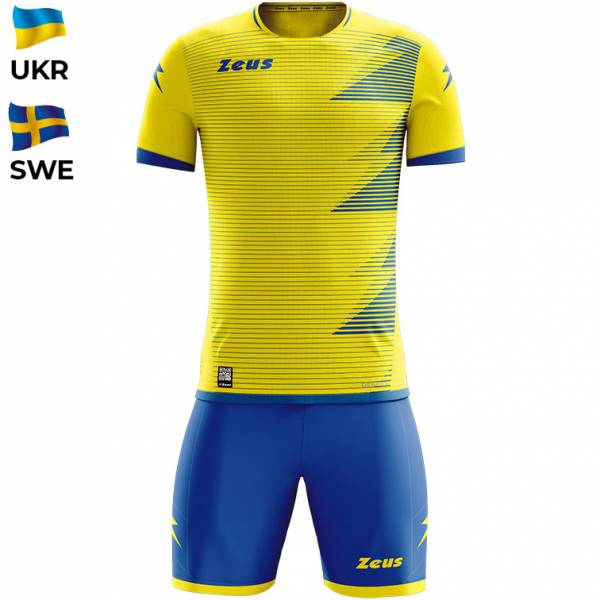 Zeus Mundial Teamwear Set Maglia con pantaloncini giallo royal blue