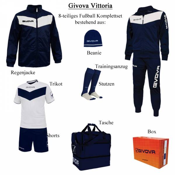 Givova Box Vittoria Fußball Set 8-tlg. navy/weiß
