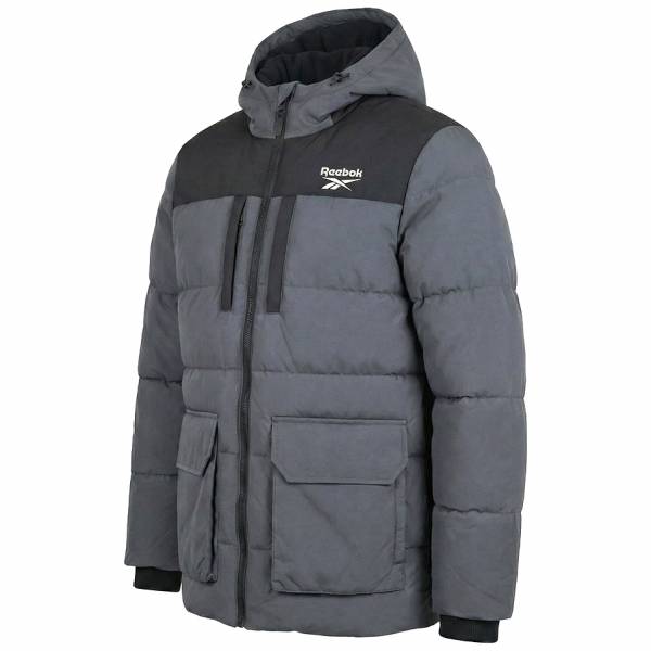 Reebok Parka Puffer Hommes Veste d'hiver RBO14970-Charbon