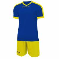 Givova Kit Revolution Maillot de football avec Short bleu jaune