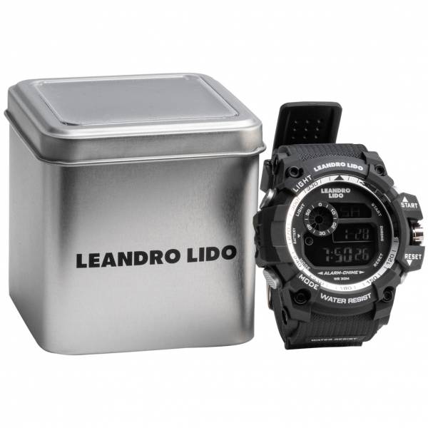LEANDRO LIDO "Monza" Unisex Sporthorloge zwart wit