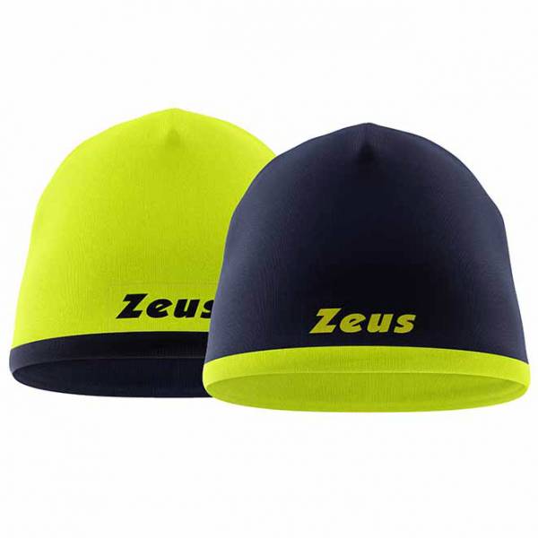 Zeus Beanie réversible Bonnet d'hiver Navy jaune fluo