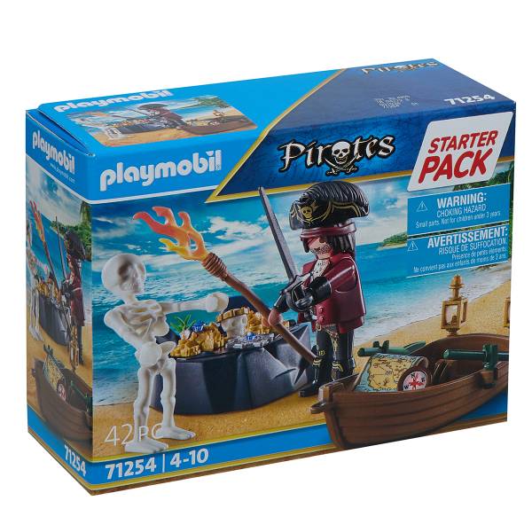Image of PLAYMOBIL® Pirata con barca a remi e isola del tesoro 71254