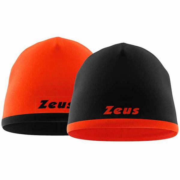 Zeus Beanie réversible Bonnet d&#039;hiver Noir Néon Orange