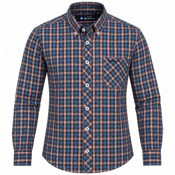 BEN SHERMAN House Check Men Long-sleeved Shirt 0077861-CORAL