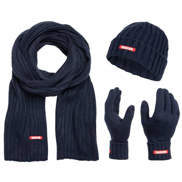 Lambretta Ensemble hiver Mixte Écharpe Bonnet Gants WA6697 Navy