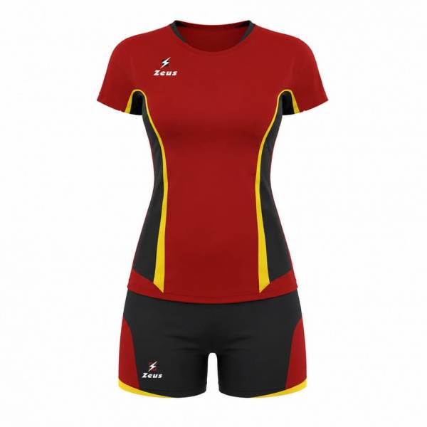 Zeus Kit Volley Tuono Damen Trikot + Shorts rosso/nero