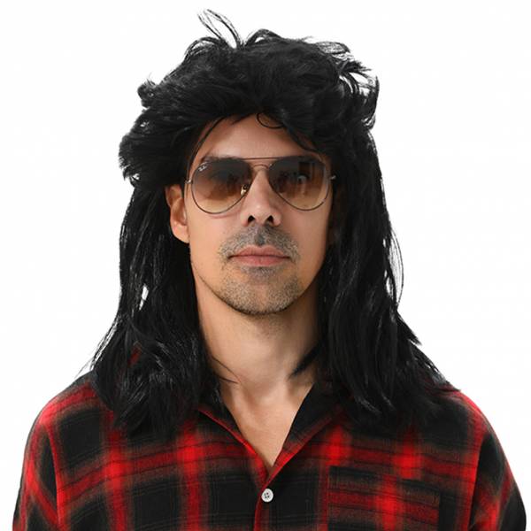 MAASKANTJE &quot;Schnitzel&quot; Mullet retro Mullet Peluca negro