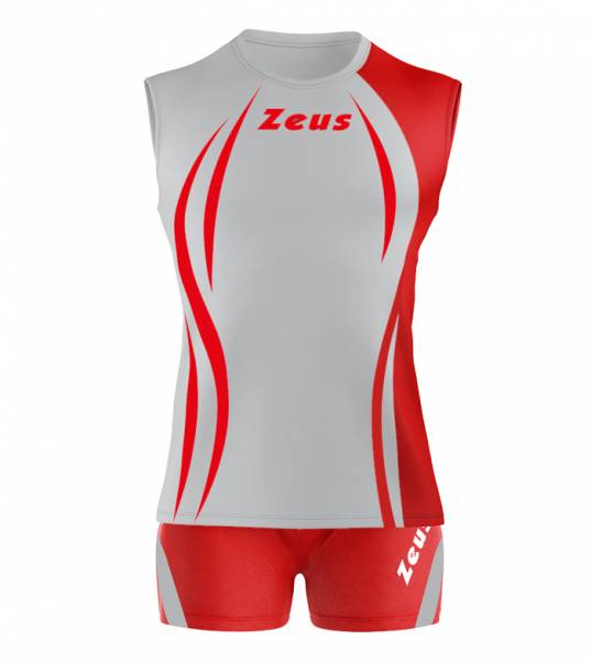 Zeus Kit Klima Donna Maglietta sportiva + Shorts grigio/rosso
