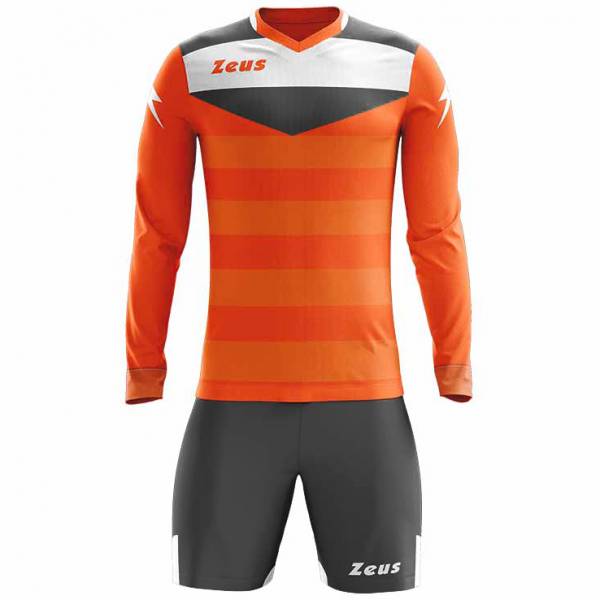 Zeus Argo Conjunto de portero Manga larga Camiseta con pantalones cortos naranja neón gris