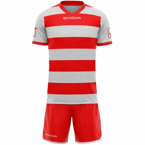 Givova Tenue de rugby Maillot avec short gris/rouge