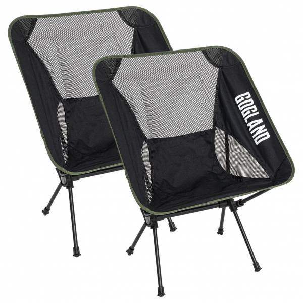 GOGLAND plegable Silla de camping Pack de 2 negro/verde militar