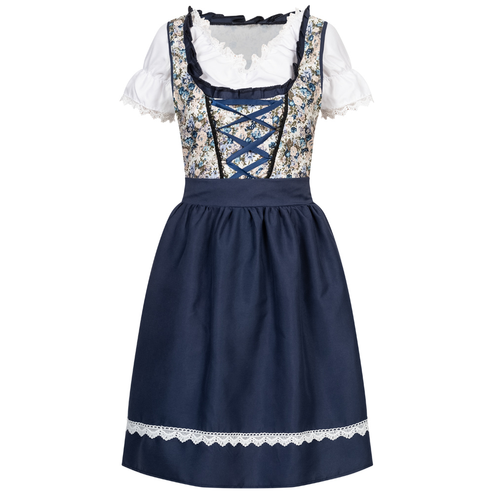 Robe Dirndl Longue Pour Femme – Ensemble 2 Pièces Velours, Style Traditionnel Bavarois Pour Oktoberfest Et Carnaval