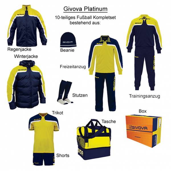 Givova Box Platinum Fußball Set 10-tlg. gelb/navy