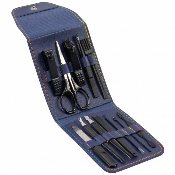 LEANDRO LIDO &quot;Monza&quot; Manicure Set 13-delig marineblauw