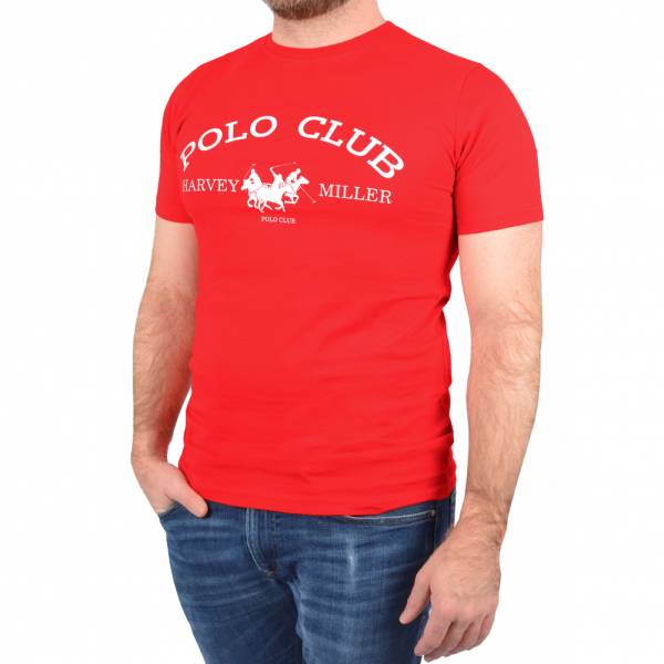 Harvey Miller Polo Club Fashion Hombre Camiseta HRM4490 Rojo