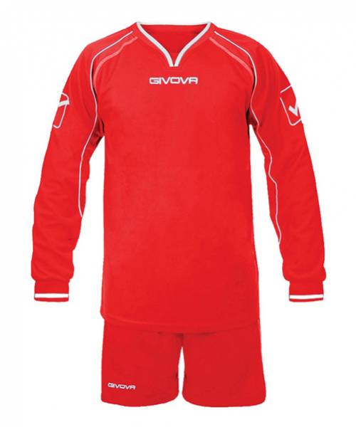 Givova Fußball Set Langarm Trikot mit Short Leader rot