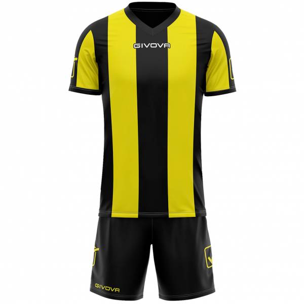 Givova Conjunto de fútbol Camiseta con Pantalones cortos Kit Catalano Amarillo / Negro