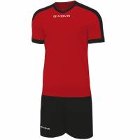 Givova Kit Revolution Camiseta de fútbol con Pantalones cortos rojo negro