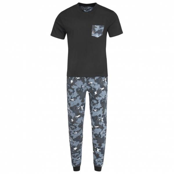 BRAVE SOUL Co-Ord Camouflage Pajama Pajamas MLWS-451SAMA Black