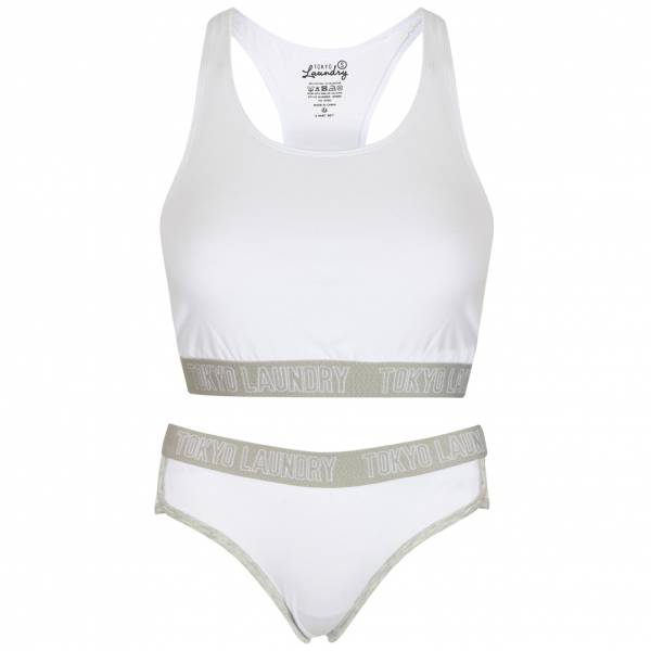 Tokyo Laundry Ava Sports Bra und Briefs Damen Set 3P9895 Optic White
