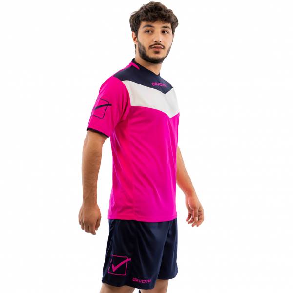 Givova Kit Campo Conjunto Camiseta + Pantalones cortos rosa neón / marino