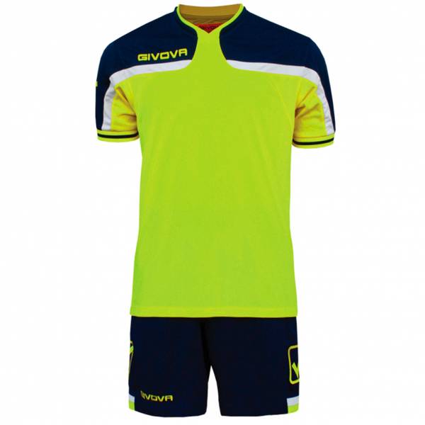 Givova Maillot de football maillot avec short kit America marine / jaune néon