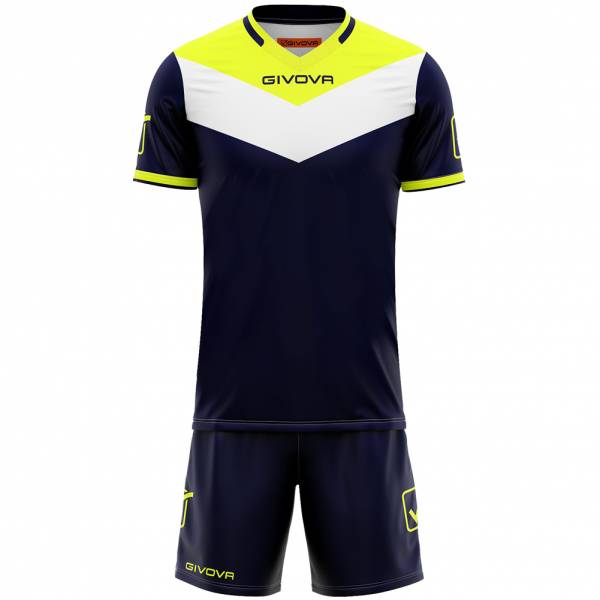 Givova Kit Campo Conjunto Camiseta + Pantalones cortos azul marino / amarillo neón