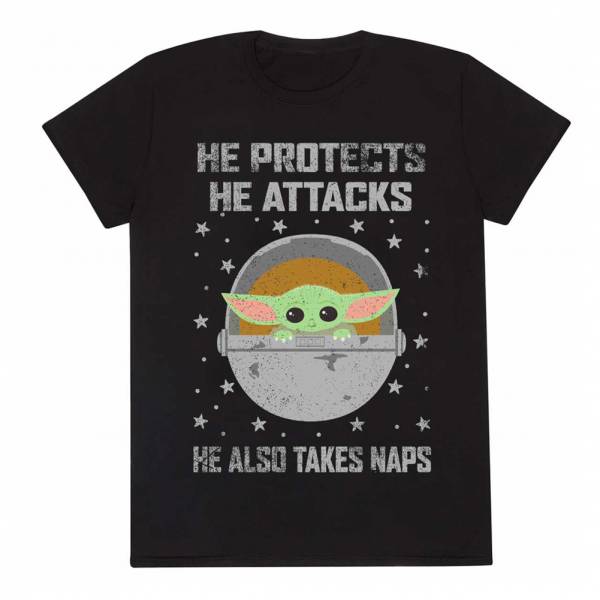 Star Wars: The Mandalorian Protects And Attacks Men T-shirt MAN01147TSB