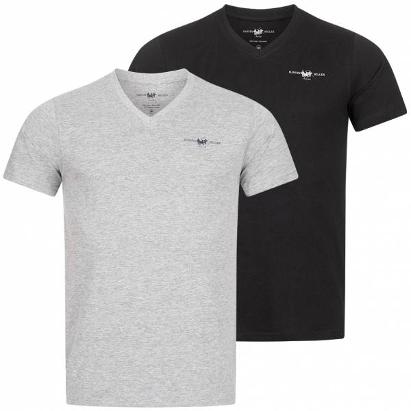 Harvey Miller Polo Club Basic V-Neck Herren T-Shirt 2er-Pack HRM4502 Grey