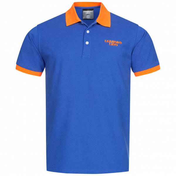 LEANDRO LIDO &quot;Pallacanestro&quot; Herren Polo-Shirt blau-orange