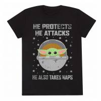 Star Wars: The Mandalorian Protects And Attacks Men T-shirt MAN01147TSB