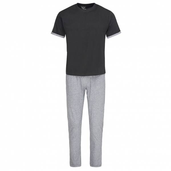BRAVE SOUL Alvin Cotton Marl Co-Ord Pyjama Schlafanzug MLWS-451ALVINB Black