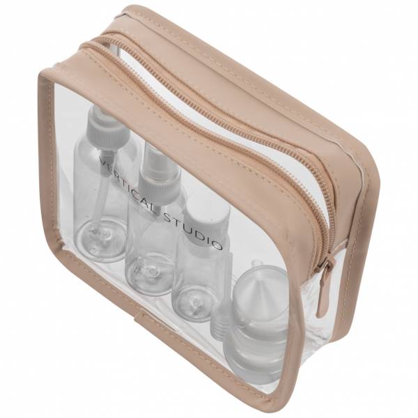 Image of VERTICAL STUDIO "Terråk" Borsa per cosmetici con flaconi da viaggio beige