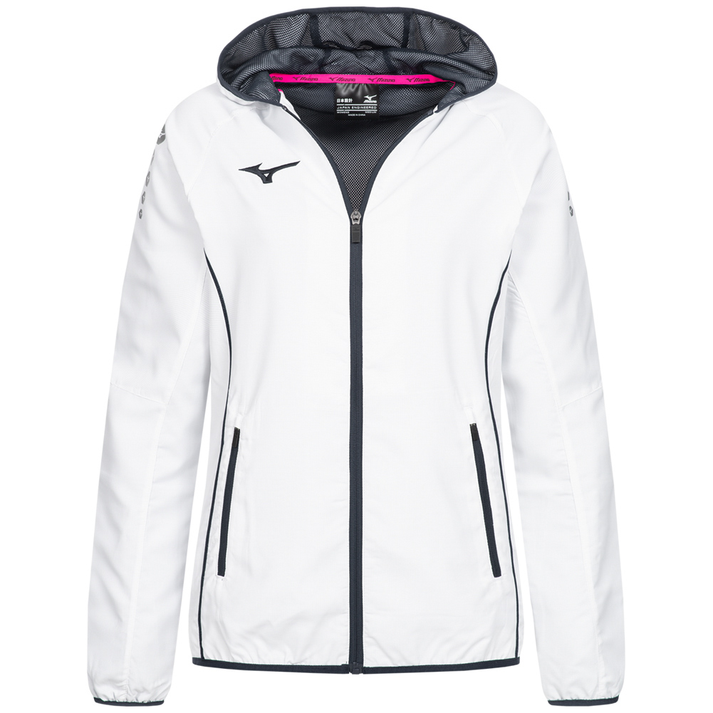 Mizuno Micro Damen Freizeit Outdoor Mode Jacke mit Kapuze 32EE7202 blau weiß neu