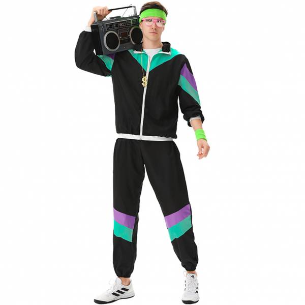 MAASKANTJE &quot;Bärry&quot; Retro 90er Jahre Trainingsanzug Kostüm schwarz