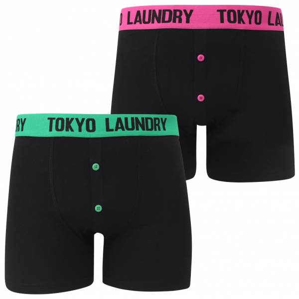 Tokyo Laundry Nelson 2er-Pack Herren Boxershorts 1P13377 Green/Rose