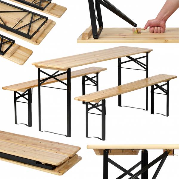 BIXENTE Bierzeltgarnitur 170 cm klappbar inkl. Schirmhalterung 3-tlg. Set