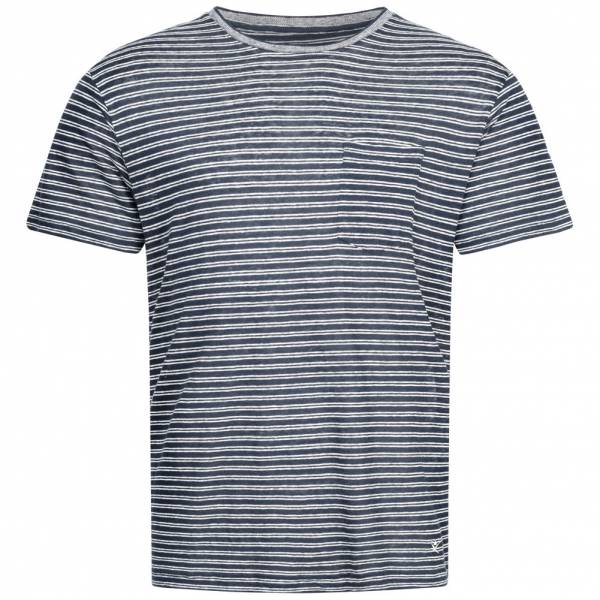Hackett London Stripe Pocket Herren Leinen T-Shirt HM500412-5DJ