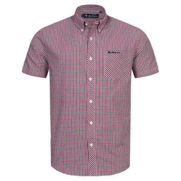 BEN SHERMAN Oxford Hombre Camisa de manga corta 1013390-ROJO