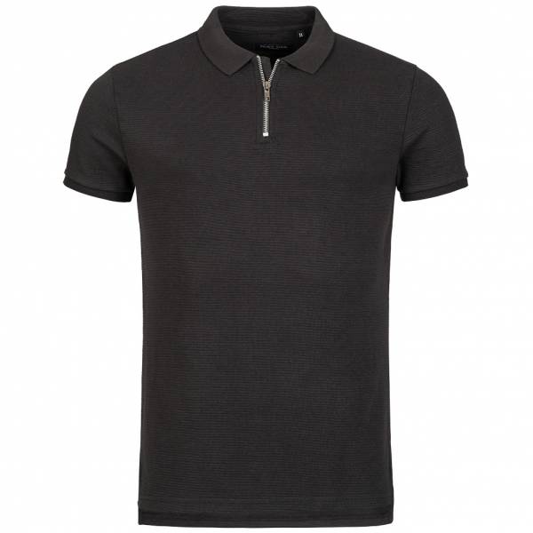 BRAVE SOUL Romeo Herren Zip Neck Polo-Shirt MPS-412ROMEO Black