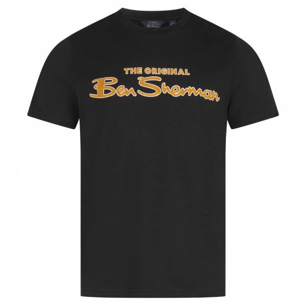 BEN SHERMAN Flocked Logo Hombre Camiseta 0076268N-NEGRO