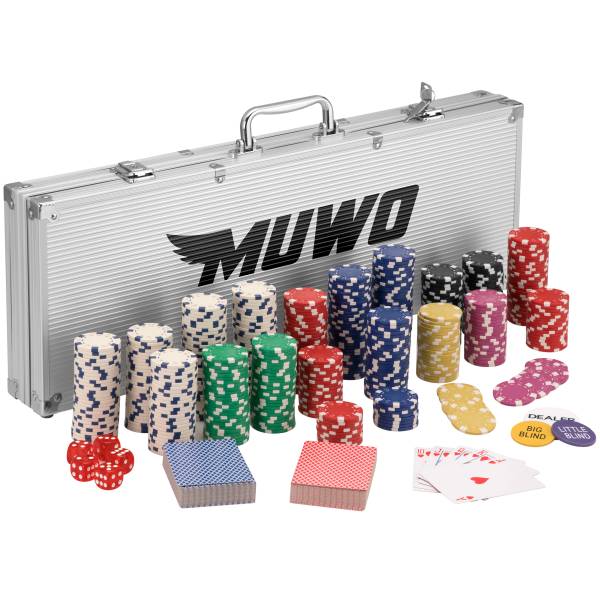 MUWO &quot;All In&quot; Mallette de poker-Ensemble avec 500 jetons