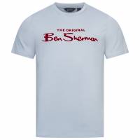 BEN SHERMAN Flocked Logo Hombre Camiseta 0076268N-AZUL HIELO