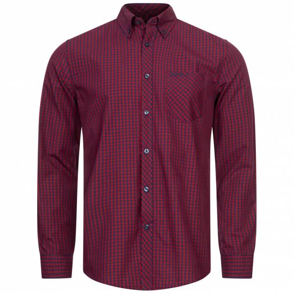 BEN SHERMAN Signature Hommes Chemise à manches longues 0076262-ROUGE FONCÉ