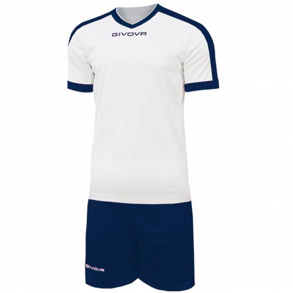 Givova Kit Revolution Football Jersey with Shorts white navy