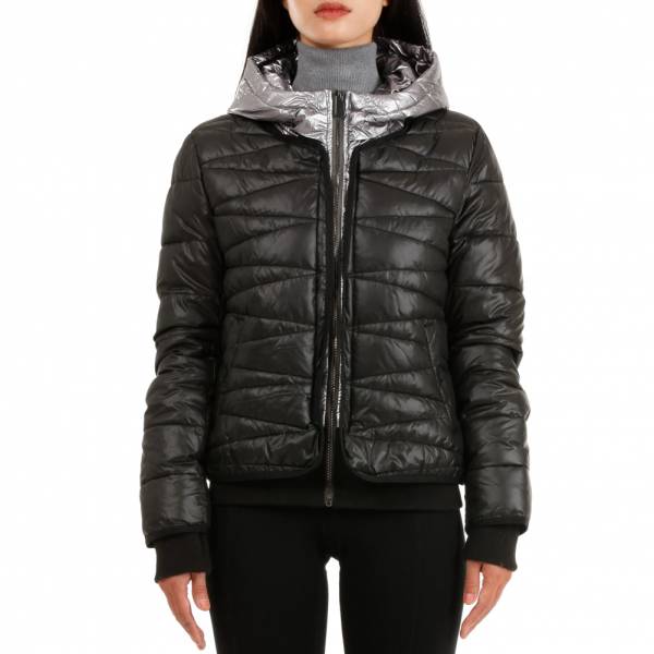 19V69 Versace 1969 Femmes Veste d’hiver en look couches doublées 0098NERO