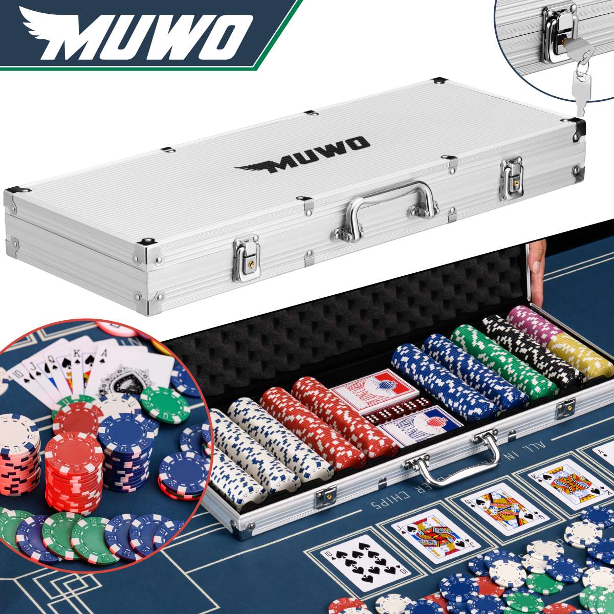 Set Poker 500 Fiches Con Valigetta Alluminio - Dadi, Carte E Bottone Mazziere - Foto 6