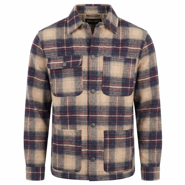 BRAVE SOUL® Technique Hombre a cuadros Chaqueta cuello vuelto MJK-TECHNIQUEPKB-1